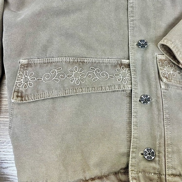 Vintage Gramicci Button Up Floral Embroidered Sherpa-Lined Barn Coat - Size L - Picture 7 of 11